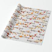 Thankful & Blessed Text With Autumn Leaves Geschenkpapier (Ungerollt)