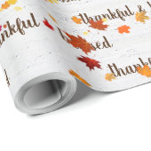 Thankful & Blessed Text With Autumn Leaves Geschenkpapier (Rolleneckpunkt)