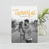 Thankful Brushed | Thanksgiving Photo Card Feiertagskarte (Stehend Vorderseite)