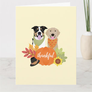 Thankful Dogs Thanksgiving Harvest Pumpkins Karte