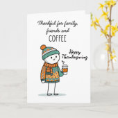 Thankful Doodle with Coffee - Happy Thanksgiving Karte (Gelbe Blume)