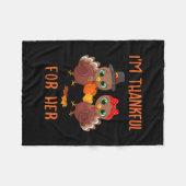 Thankful For Her Funny Matching Him Her Thanksgivi Fleecedecke (Vorderseite (Horizontal))