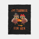 Thankful For Her Funny Matching Him Her Thanksgivi Fleecedecke (Vorderseite)