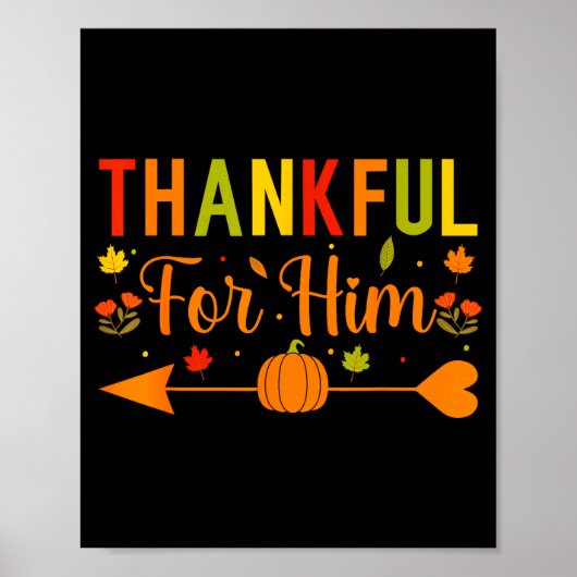 Thankful For Him Couples Fall Matching Couple Than Poster (Vorne)