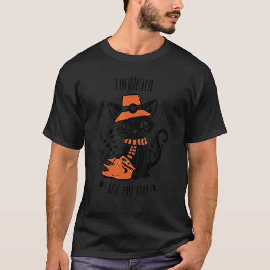 Thankful For My Cats Happy Thanksgiving Cat T-Shirt (Vorderseite)
