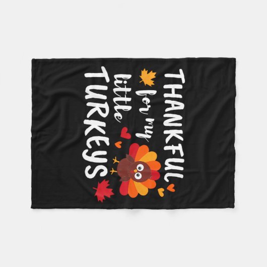 Thankful For My Little Turkeys Happy Thanksgiving Fleecedecke (Vorderseite (Horizontal))