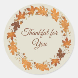 Thankful for You Fall Thank You Cards Runder Aufkleber