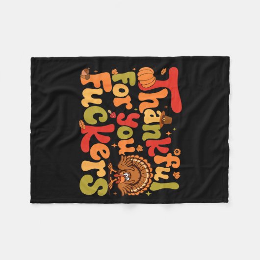 Thankful For You Forers Funny Thanksgiving Turkey Fleecedecke (Vorderseite (Horizontal))