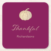 Thankful Glitter Pumpkin burgundy Thanksgiving Rechteckiger Pappuntersetzer (Vorderseite)