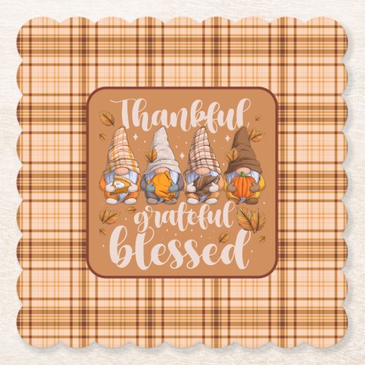 Thankful Gnomes – Autumn Blessings Untersetzer (Vorderseite)