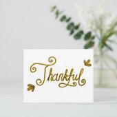 Thankful gold lettering postkarte (Stehend Vorderseite)