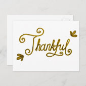 Thankful gold lettering postkarte (Vorne/Hinten)