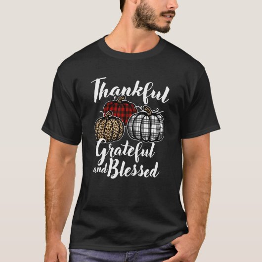 Thankful Grateful And Blessed Thanksgiving Leopard T-Shirt (Vorderseite)