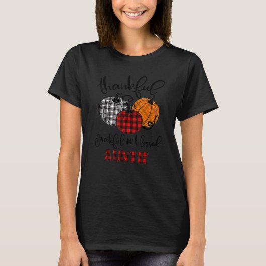 Thankful Grateful Blessed Auntie Autumn Fall Pumpk T-Shirt (Vorderseite)