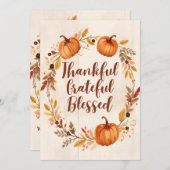 Thankful Grateful Blessed Autumn Einladung (Vorne/Hinten)