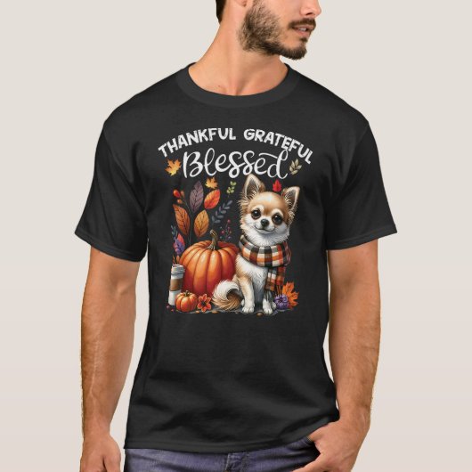Thankful Grateful Blessed Chihuahua Dog Fall Y'all T-Shirt (Vorderseite)