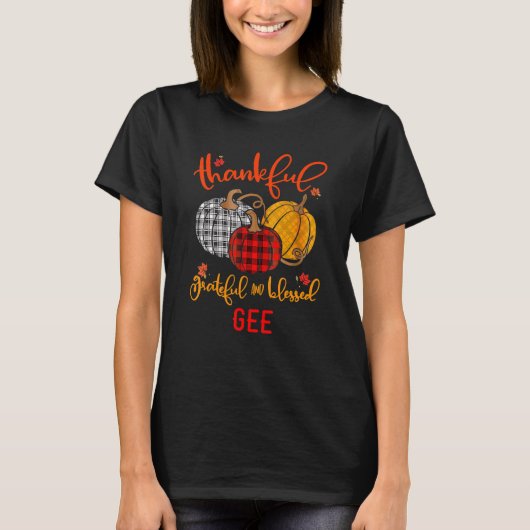 Thankful Grateful Blessed Gee Autumn Fall Pumpkin T-Shirt (Vorderseite)