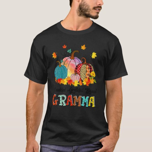 Thankful Grateful Blessed Gramma Pumpkins Thanksgi T-Shirt (Vorderseite)