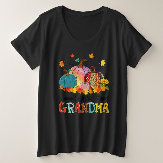 Thankful Grateful Blessed Grammy Pumpkins Thanksgi Große Größe T-Shirt (Design vorne)