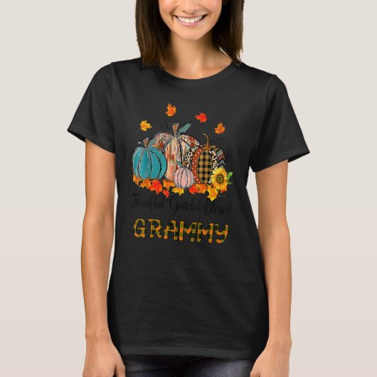 Thankful Grateful Blessed Grammy Pumpkins Thanksgi T-Shirt (Vorderseite)