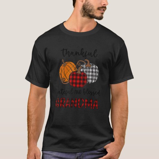 Thankful Grateful Blessed Grandma Plaid  Thanksgiv T-Shirt (Vorderseite)