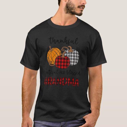 Thankful Grateful Blessed Grandma Plaid  Thanksgiv T-Shirt (Vorderseite)