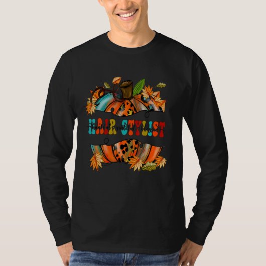 Thankful Grateful Blessed Hair Stylist Pumpkin Aut T-Shirt (Vorderseite)