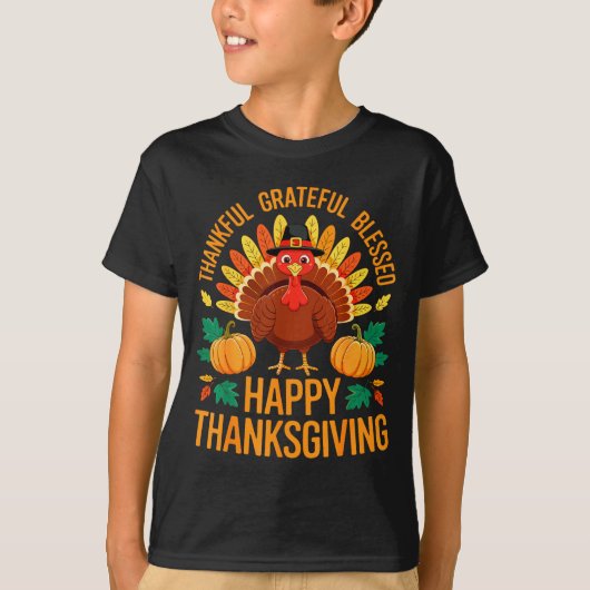 Thankful Grateful Blessed Happy Thanksgiving Shirt (Vorderseite)