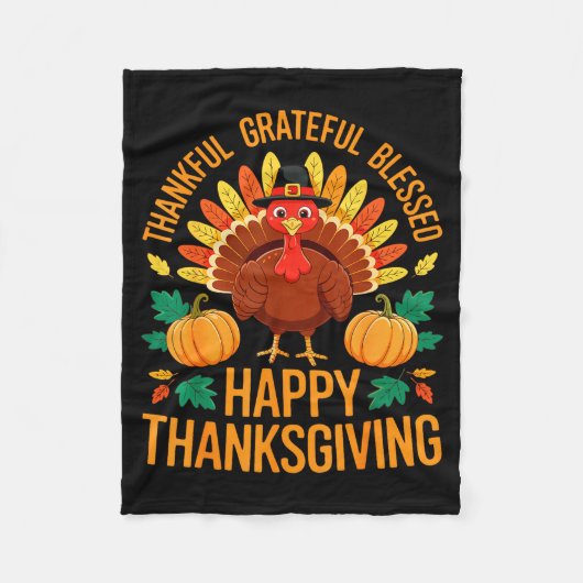 Thankful Grateful Blessed Happy Thanksgiving Shirt Fleecedecke (Vorderseite)