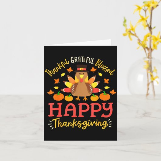Thankful Grateful Blessed Happy Thanksgiving Turke Karte (Gelbe Blume)