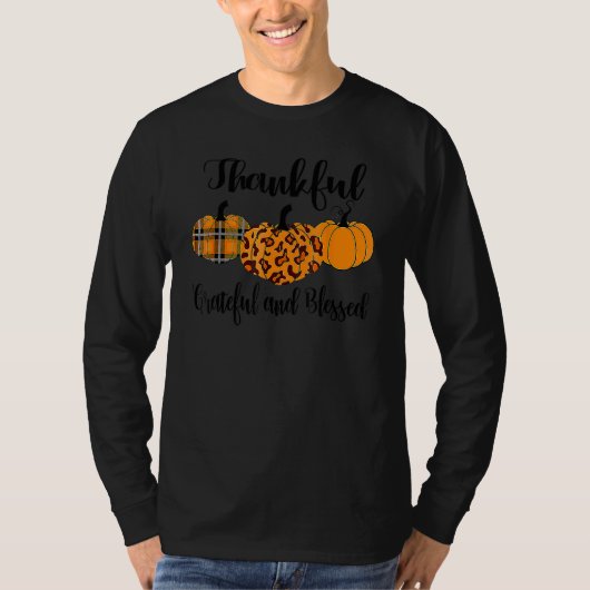 Thankful Grateful Blessed Leopard Pumpkin Thanksgi T-Shirt (Vorderseite)