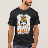 Thankful Grateful Blessed Mama Pumpkins Messy Bun T-Shirt (Vorderseite)