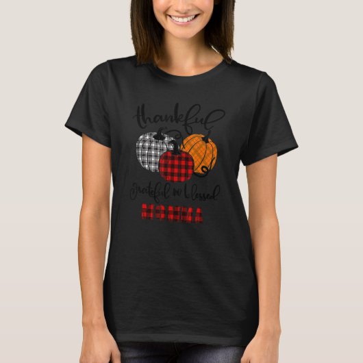 Thankful Grateful Blessed Momma Autumn Fall Pumpki T-Shirt (Vorderseite)