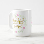 Thankful Grateful Blessed Mug – Positive Inspirati Kaffeetasse (Vorderseite Links)