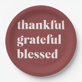 Thankful Grateful Blessed Pappteller (Vorderseite)