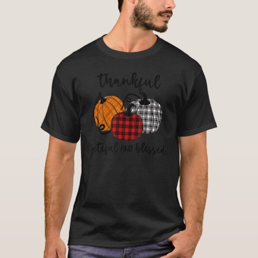 Thankful Grateful Blessed Plaid Thanksgiving Men T-Shirt (Vorderseite)