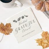 Thankful, Grateful, Blessed Script Fall Leaves Steinuntersetzer