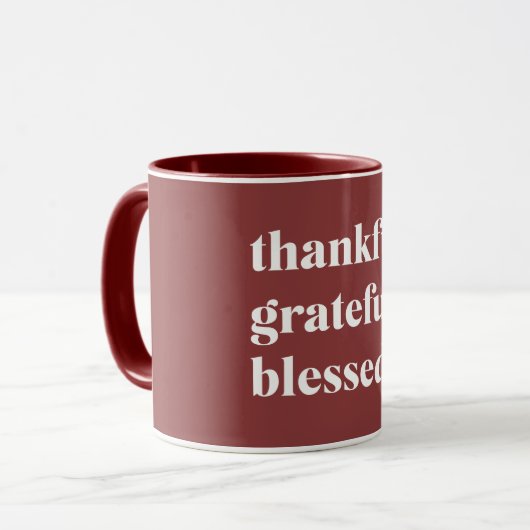 Thankful Grateful Blessed Tasse (Vorderseite Links)
