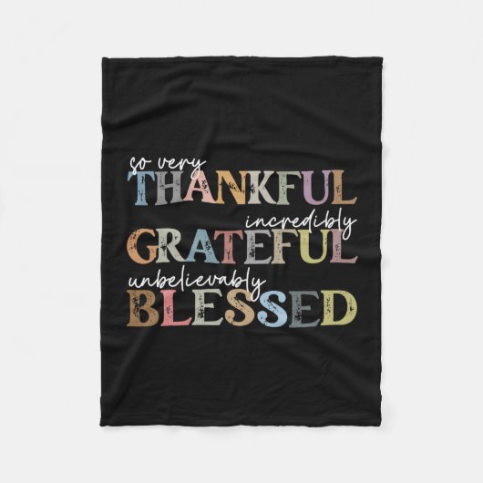 Thankful Grateful Blessed Thanksgiving Autumn Fall Fleecedecke (Vorderseite)