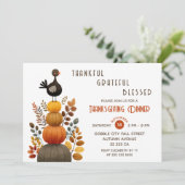 Thankful Grateful Blessed Thanksgiving Dinner  Einladung (Stehend Vorderseite)