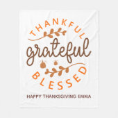 Thankful Grateful Blessed Thanksgiving Fall Fleecedecke (Vorderseite)
