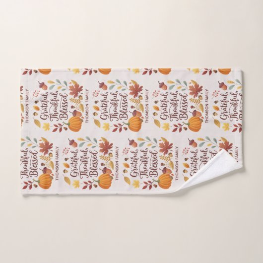 Thankful Grateful Blessed Thanksgiving Fall Handtuch (Handtuch)