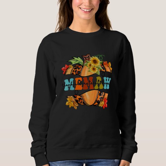 Thankful Grateful Memaw Leopard Pumpkin Thanksgivi Sweatshirt (Vorderseite)
