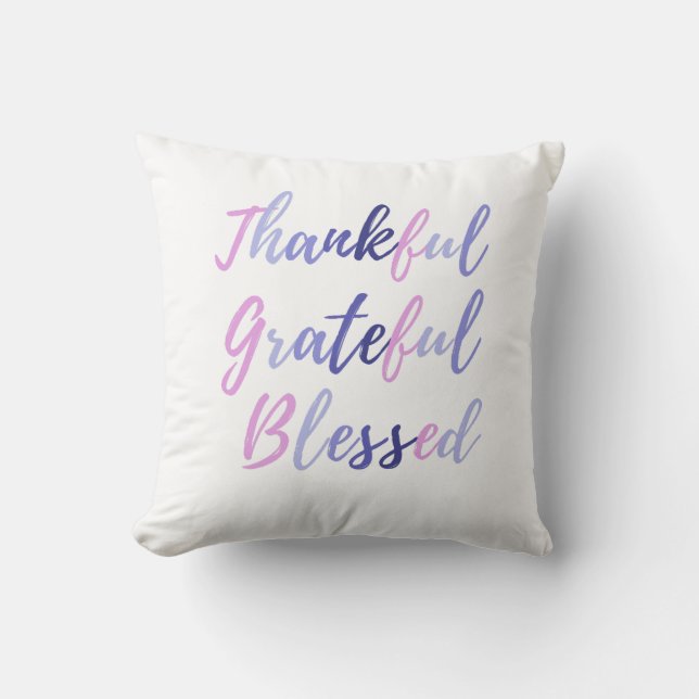 Thankful Grateful Meured Thanksgiving Kissen (Vorderseite)