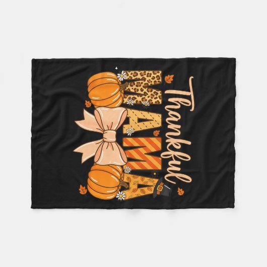 Thankful Mama Pumpkin Fall Coquette Bow Thanksgivi Fleecedecke (Vorderseite (Horizontal))