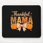Thankful Mama Pumpkin Fall Coquette Bow Thanksgivi Mousepad (Vorne)