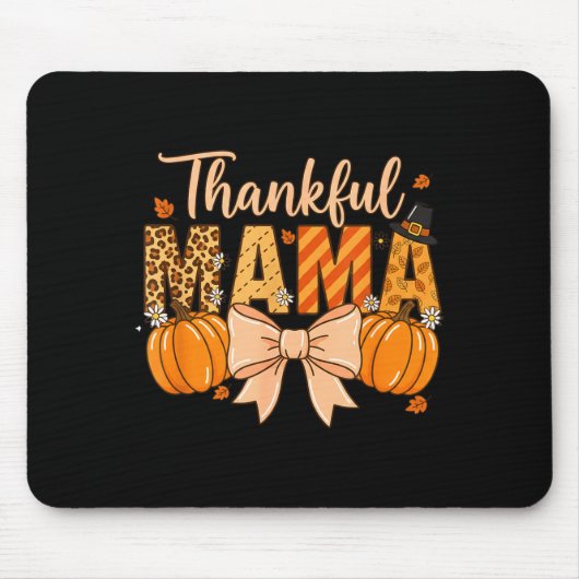Thankful Mama Pumpkin Fall Coquette Bow Thanksgivi Mousepad (Vorne)