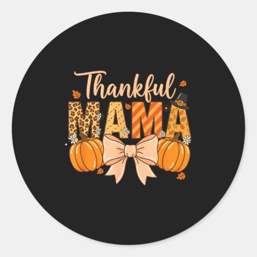 Thankful Mama Pumpkin Fall Coquette Bow Thanksgivi Runder Aufkleber (Vorderseite)