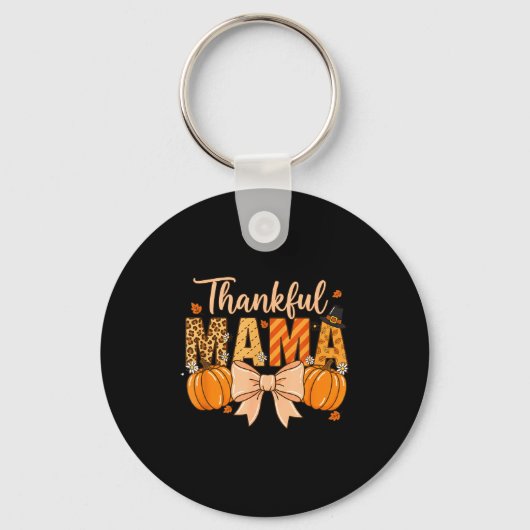 Thankful Mama Pumpkin Fall Coquette Bow Thanksgivi Schlüsselanhänger (Vorderseite)