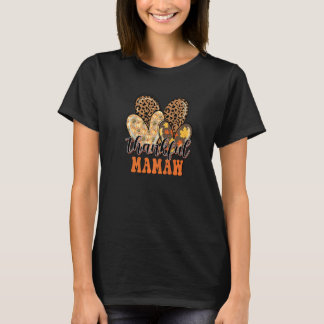 Thankful Mamaw Cheetah Heart Mamaw Life Fall Thank T-Shirt